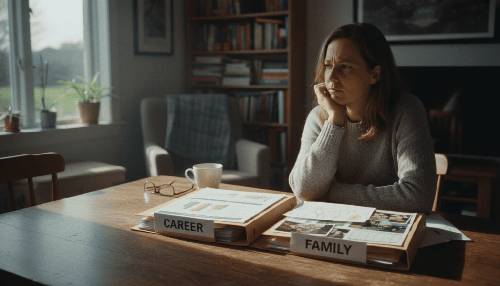 femme l'air pensif dans un bureau