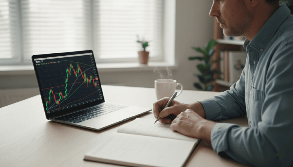 une personne qui effectue une analyse de l'investissement sur Duralex, graphique sur son PC