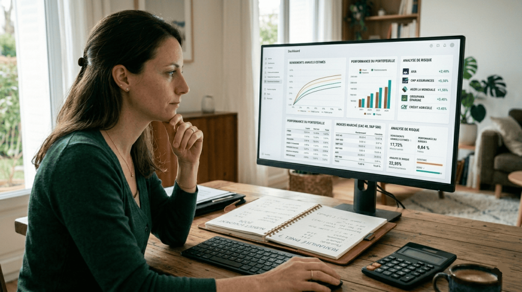 Femme devant son écran interface analyse PER
