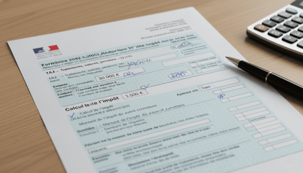 Formulaire fiscal avec revenu imposable affiché