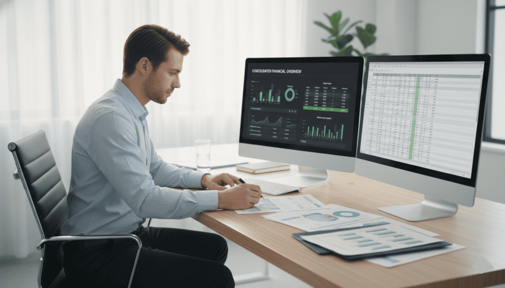 un analyste travaillant sur des rapports financiers