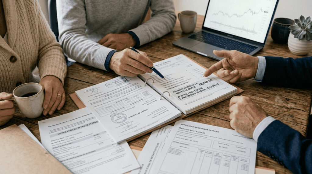 documents administratifs avec montants de retraite
