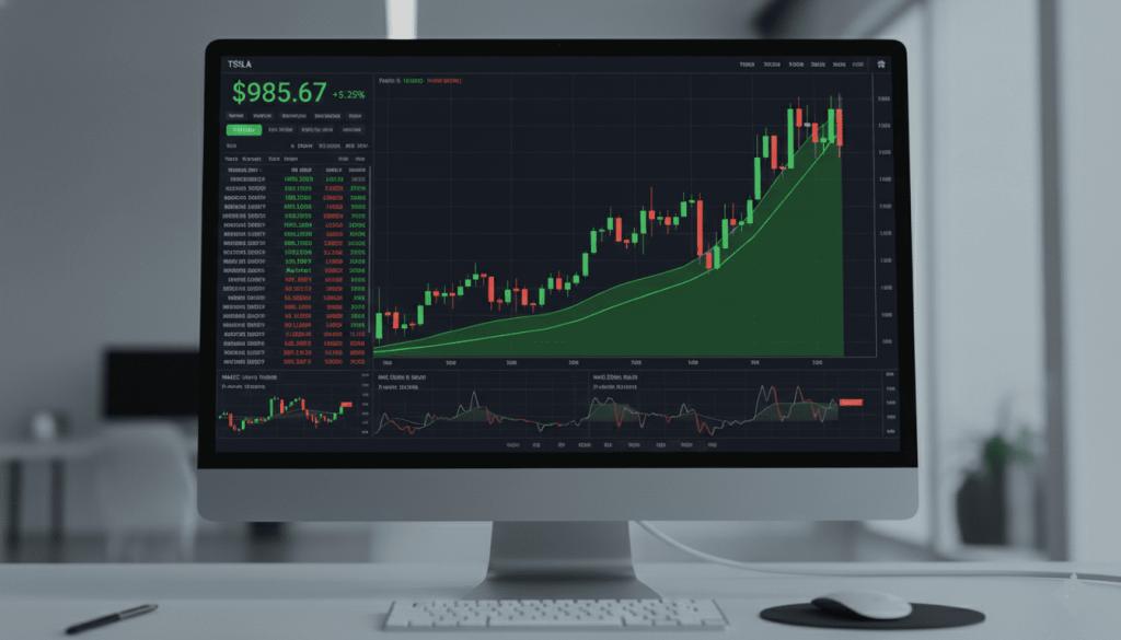 graphique d’action en hausse sur écran, interface trading
