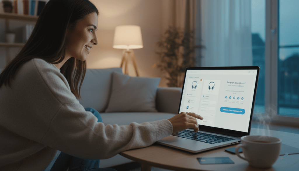eune femme effectuant un achat en ligne sur un site e-commerce
