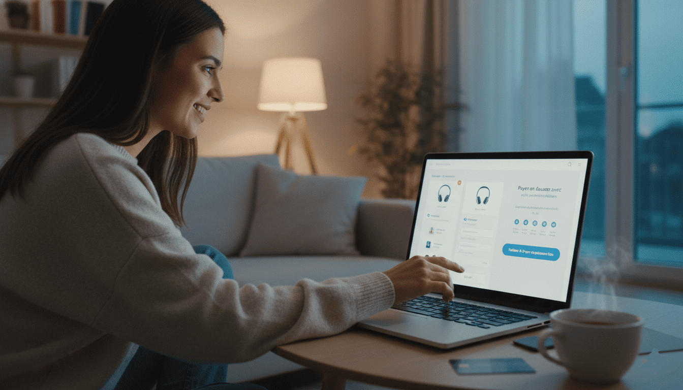 eune femme effectuant un achat en ligne sur un site e-commerce