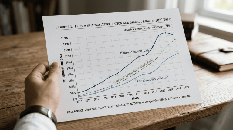 Gros plan sur graphique financier imprimé avec courbes de croissance