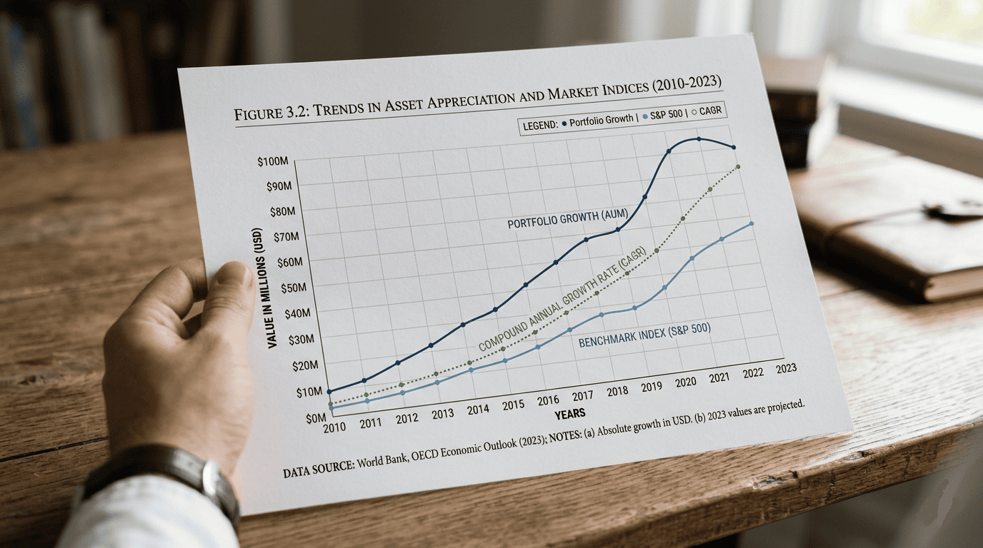 Gros plan sur graphique financier imprimé avec courbes de croissance