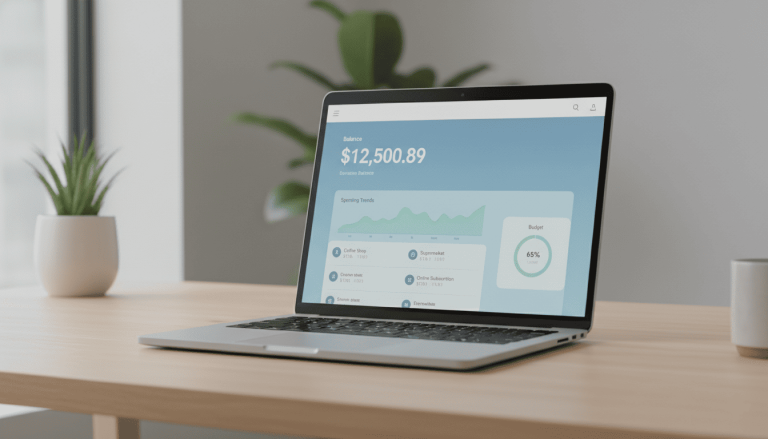 ne interface bancaire digitale sur ordinateur portable