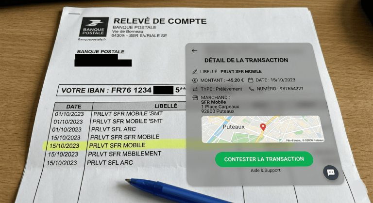 Interface bancaire affichant virement entrant important (ex : 250 000 €) avec statut “en cours de traitement”