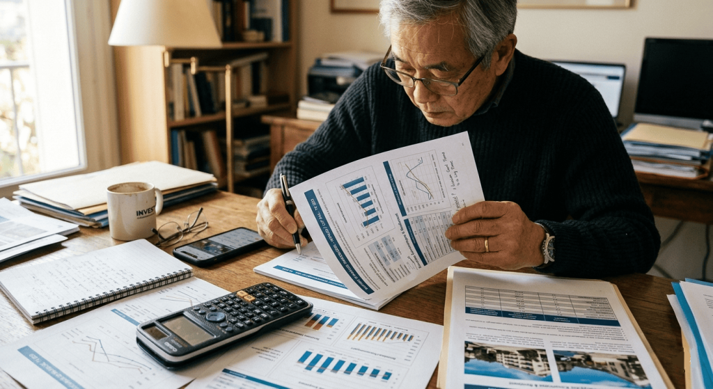 Étude d’un rapport immobilier avant une décision d’investissement.