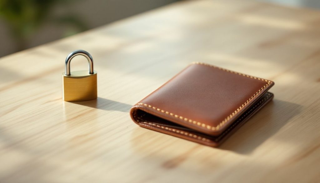 Portefeuille fermé et cadenas posés sur une table : gocardless c'est quoi