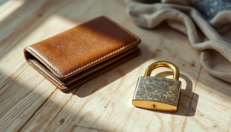Portefeuille fermé et cadenas posés sur une table : paddle.net c'est quoi