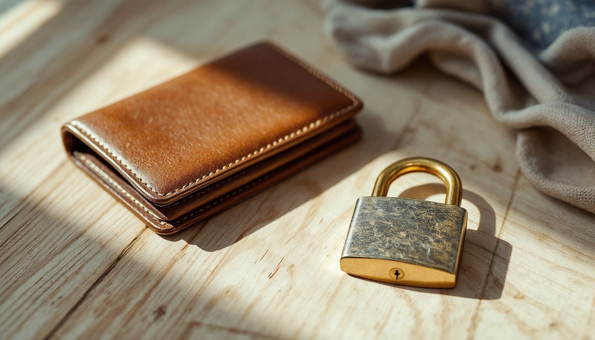 Portefeuille fermé et cadenas posés sur une table : paddle.net c'est quoi