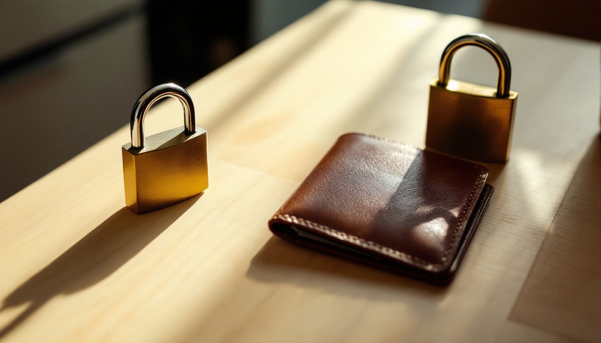 Portefeuille fermé et cadenas posés sur une table : se protéger d'un paiement PPG PARIS