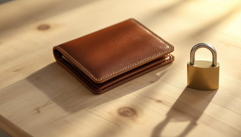 Portefeuille fermé et cadenas posés sur une table : wtw france